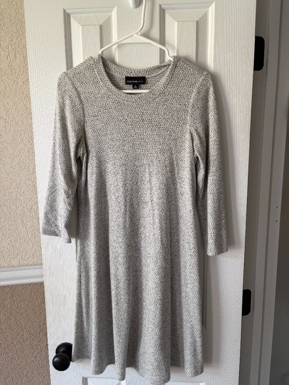 Fortune and Ivy Gray & White Knit A-Line Dress